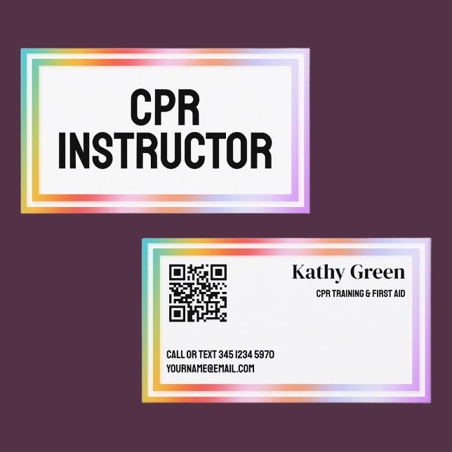 CPR Instructor Custom Vcard QR Business Card (CPR Instructor Custom Vcard QR Business Cards)