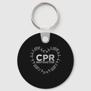 Cpr Instructor Saves Life Heart Beat Symbol Gift Keychain