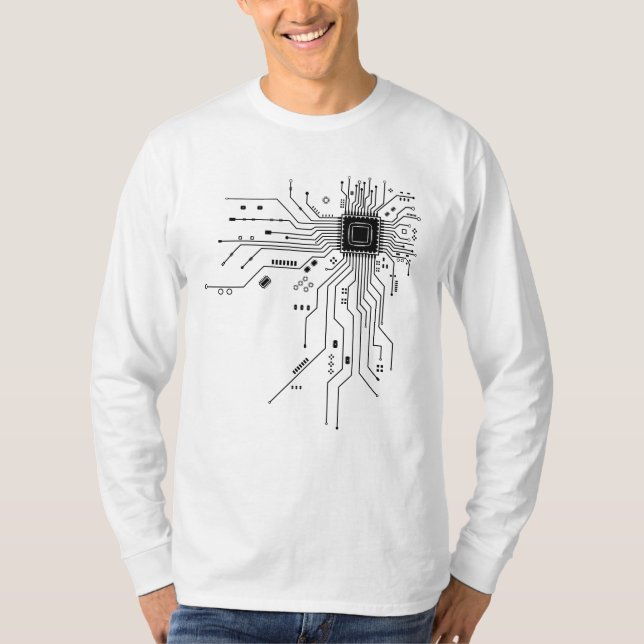 CPU Chip Circuit PCB Design Tech Lovers Computer  T-Shirt (Front)