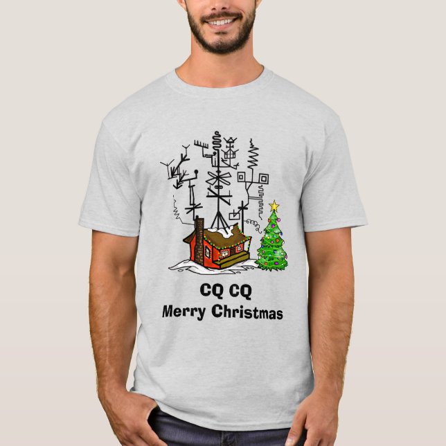 CQ Joyeux T-shirt radio jambon de Noël (Devant)