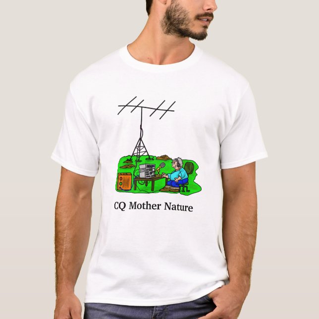 CQ Mother Nature Outdoor Rig Ham Radio T-shirt (Devant)