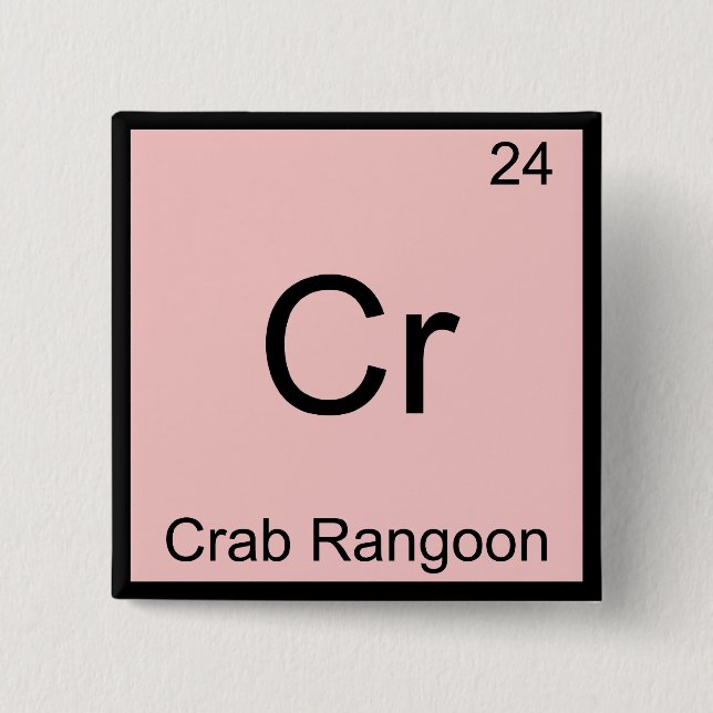 Cr - Crab Rangoon Funny Chemistry Element Symbol 2 Inch Square Button (Front)