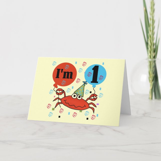 Crab 1st Birthday Tshirts and Gfits Card (Front)