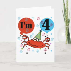 Crab 4th Birthday Tshirts and Gifts Card