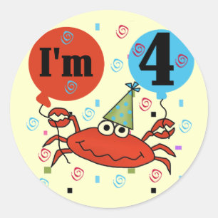 Crab 4th Birthday Tshirts and Gifts Classic Round Sticker
