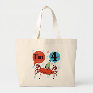 Crab 4th Birthday Tshirts and Gifts Large Tote Bag