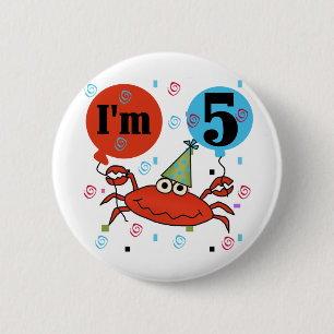Crab 5th Birthday Tshirts and Gifts 2 Inch Round Button