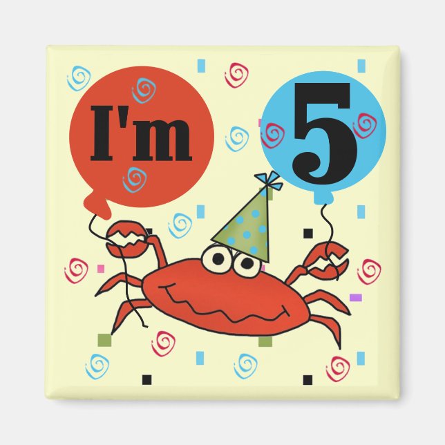 Crab 5th Birthday Tshirts and Gifts Magnet (Front)
