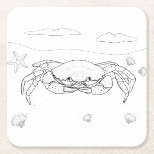 Crab Adult Colouring Paper Coaster