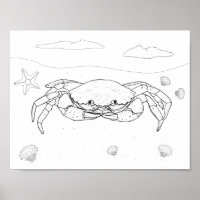 Crab Adult Colouring Poster