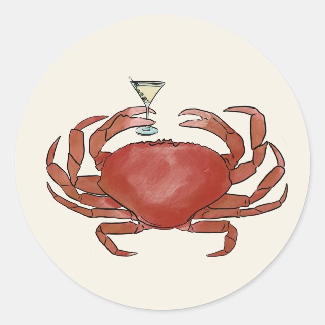 Crab and Martini Stickers  (Front)