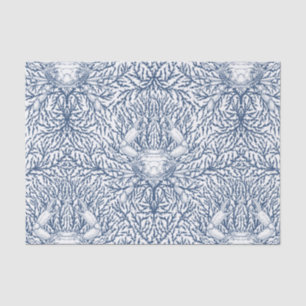 Crab and sea weed in white and navy tissue paper