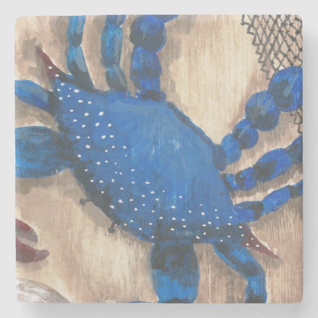 Crab and Seashell Stone Coaster (Front)