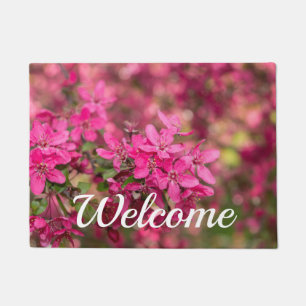 Crab Apple Blooms Welcome Door Sign Doormat