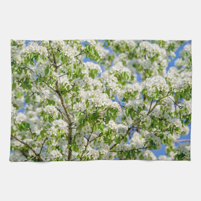 Crab apple blossom kitchen towel (Horizontal)