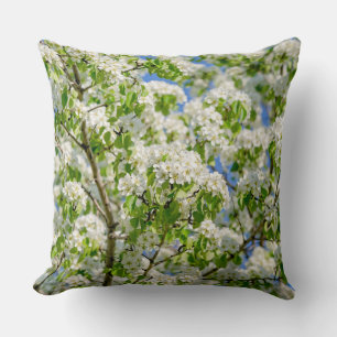 Crab apple blossom throw pillow
