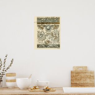 Crab Art Nouveau Designs Marine Ocean Life Poster