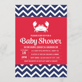 Crab Baby Shower Invitation, Nautical Invitation