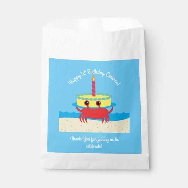 Crab Beach Birthday Party Favour Bag (Front)