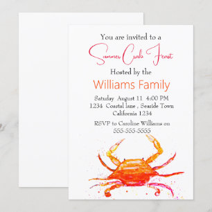 Crab Beach Coastal Nautical Seafood Boil Invitation