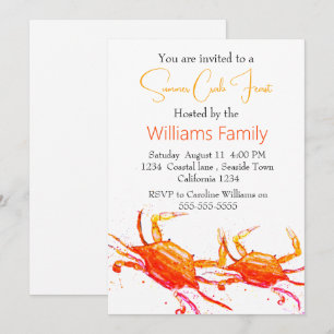 Crab Beach Coastal Nautical Seafood Boil Invitation