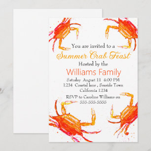 Crab Beach Coastal Nautical Seafood Boil Invitation