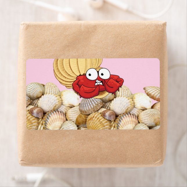 Crab Beach Shells Étiquettes (En situation)