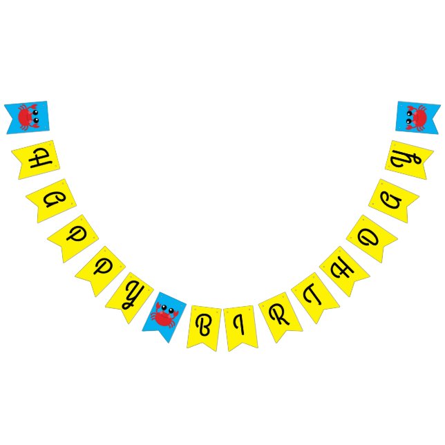Crab Birthday Party Beach Bunting Flags (All)