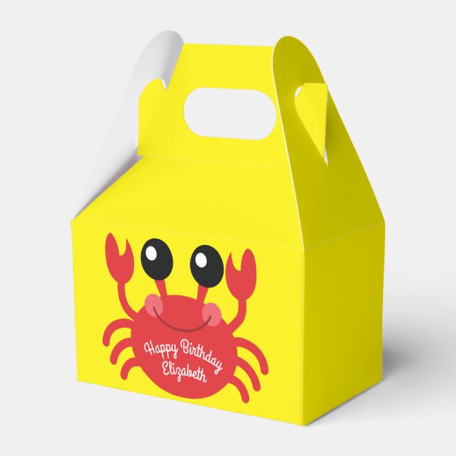 Crab Birthday Party Beach Favor Box (Back Side)