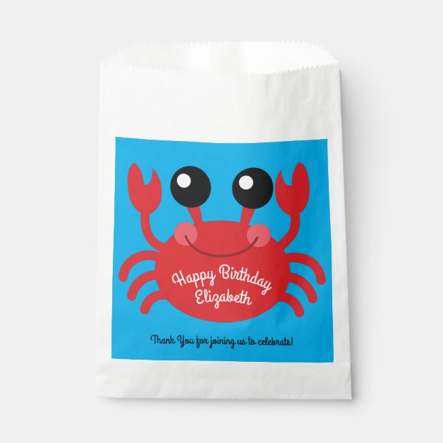 Crab Birthday Party Cute Cartoon Kids Favour Bag (Front)