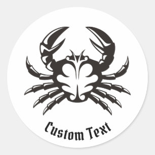 Crab Black Classic Round Sticker