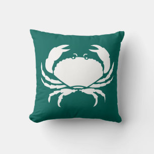 CRAB BLANC sur oreiller bleu