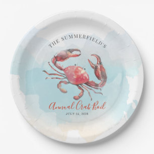 Crab Boil Seafood Family Summer Party Watercolor Paper Plate