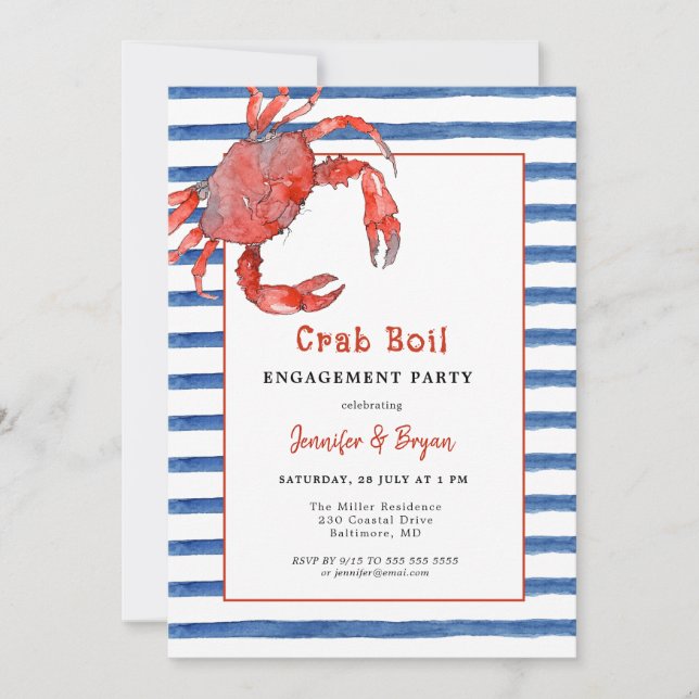 Crab Bole couples invitation à la fête d'engagemen (Devant)