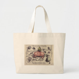 Crab Botanical Insect Flower Illustration Large Tote Bag