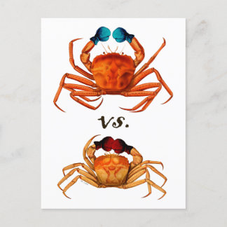 Crab Boxing Gloves Vintage Sport Humor Surreal Announcement Postcard