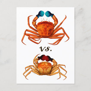 Crab Boxing Gloves Vintage Sport Humour Surreal Announcement Postcard