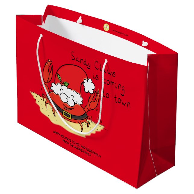 Crab Christmas Beach Tropical Funny Large Gift Bag (Back Angled)