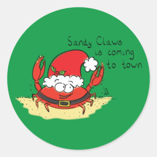 Crab Christmas Tropical Funny Classic Round Sticker