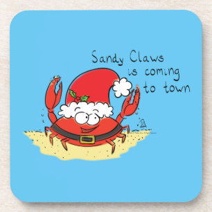 Crab Christmas Tropical Funny Coaster