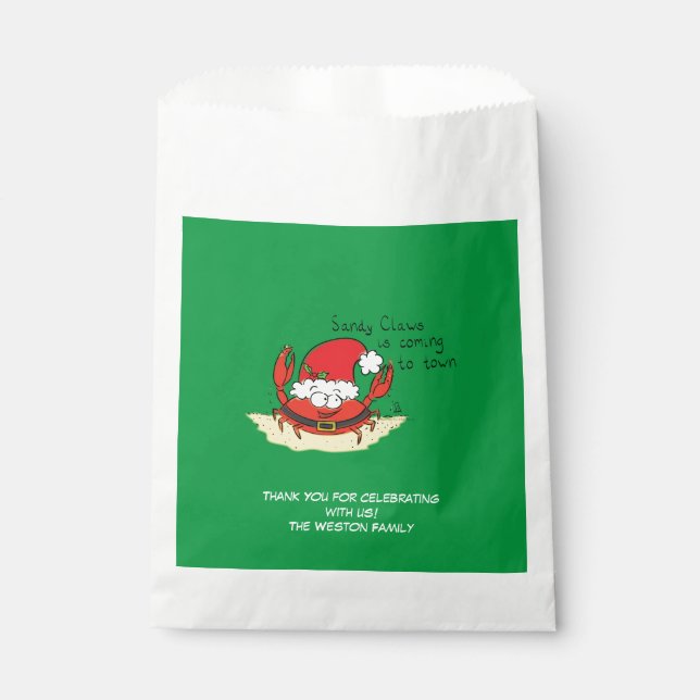 Crab Christmas Tropical Funny Favour Bag (Front)