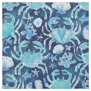 CRAB CONNECTION Indigo Blue Print Fabric