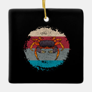 Crab Crabbing Retro Ceramic Ornament