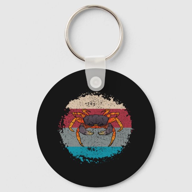 Crab Crabbing Retro Keychain (Front)