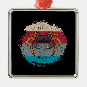 Crab Crabbing Retro Metal Ornament