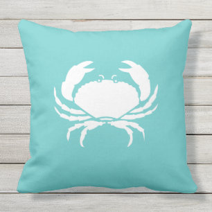 CRAB / crabby teal sea blue pillow