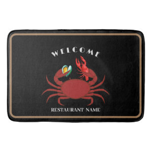 crab crawfish clam seafood welcome restaurant logo bath mat