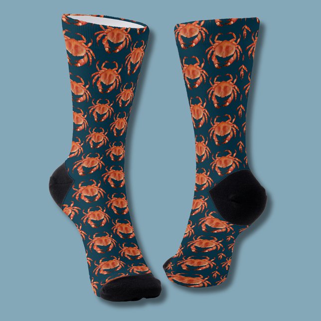 Crab crustacean pattern socks (Brown crab coastal crustacean socks)