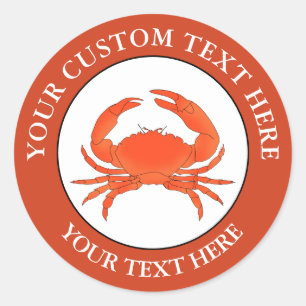 Crab Custom Text Logo Icon 1 1/2" Classic Round Sticker
