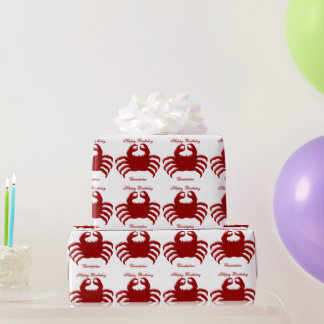 Crab Design Birthday Wrapping Paper